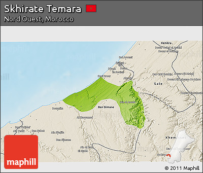 Physical 3D Map of Skhirate Temara, shaded relief outside