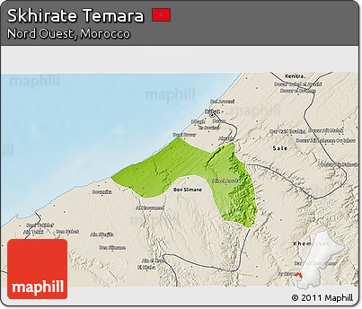 Physical 3D Map of Skhirate Temara, shaded relief outside