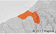 Political 3D Map of Skhirate Temara, lighten, desaturated