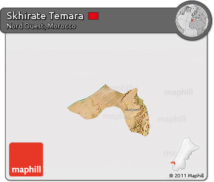 Satellite 3D Map of Skhirate Temara, cropped outside