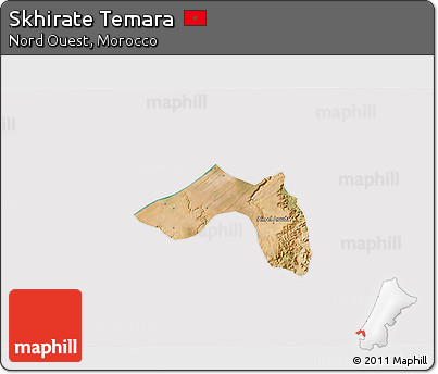Satellite 3D Map of Skhirate Temara, cropped outside