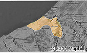 Satellite 3D Map of Skhirate Temara, darken, desaturated