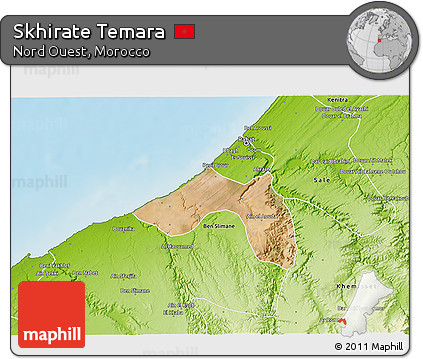 Satellite 3D Map of Skhirate Temara, physical outside