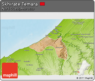Satellite 3D Map of Skhirate Temara, physical outside