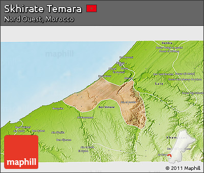 Satellite 3D Map of Skhirate Temara, physical outside