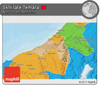 Satellite 3D Map of Skhirate Temara, political outside