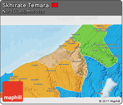 Satellite 3D Map of Skhirate Temara, political outside