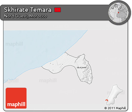 Silver Style 3D Map of Skhirate Temara, single color outside