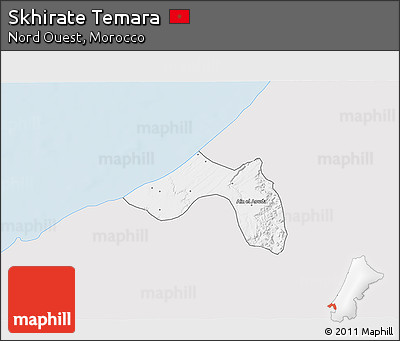 Silver Style 3D Map of Skhirate Temara, single color outside