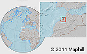 Gray Location Map of Skhirate Temara, hill shading