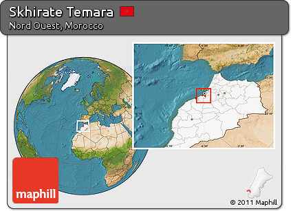 Satellite Location Map of Skhirate Temara, highlighted country