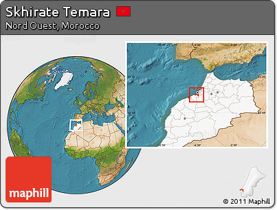 Satellite Location Map of Skhirate Temara, highlighted country