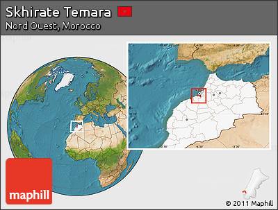 Satellite Location Map of Skhirate Temara, highlighted country