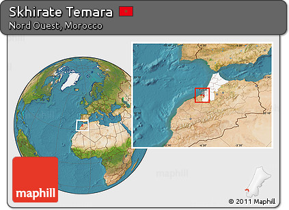 Satellite Location Map of Skhirate Temara, highlighted parent region