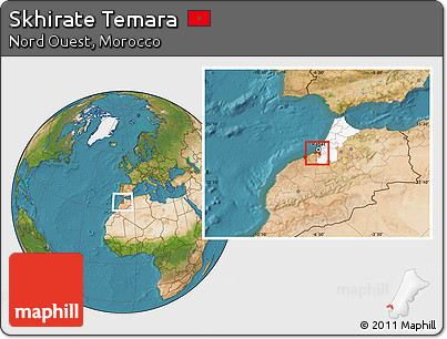 Satellite Location Map of Skhirate Temara, highlighted parent region