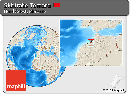Shaded Relief Location Map of Skhirate Temara