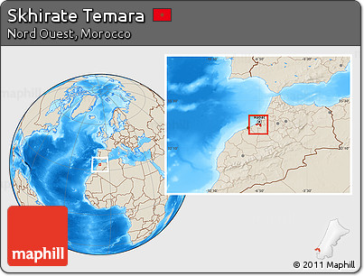 Shaded Relief Location Map of Skhirate Temara