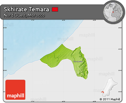 Physical Map of Skhirate Temara, single color outside
