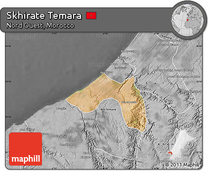 Satellite Map of Skhirate Temara, desaturated