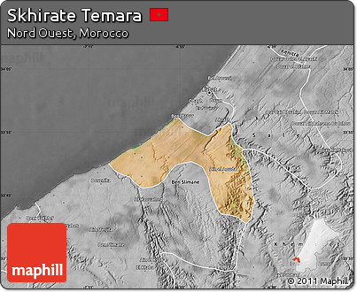 Satellite Map of Skhirate Temara, desaturated