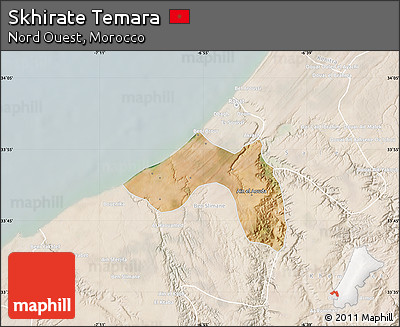Satellite Map of Skhirate Temara, lighten