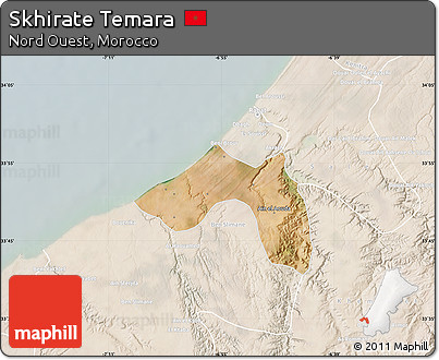 Satellite Map of Skhirate Temara, lighten