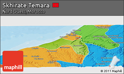 Physical Panoramic Map of Skhirate Temara, political outside