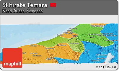 Physical Panoramic Map of Skhirate Temara, political outside