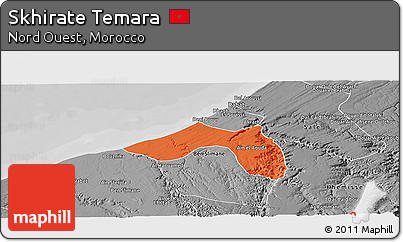 Political Panoramic Map of Skhirate Temara, desaturated