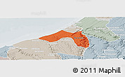 Political Panoramic Map of Skhirate Temara, lighten, semi-desaturated