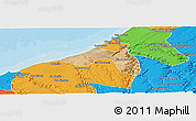 Satellite Panoramic Map of Skhirate Temara, political outside