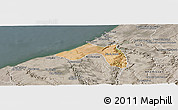 Satellite Panoramic Map of Skhirate Temara, semi-desaturated