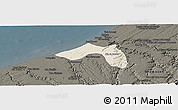 Shaded Relief Panoramic Map of Skhirate Temara, darken