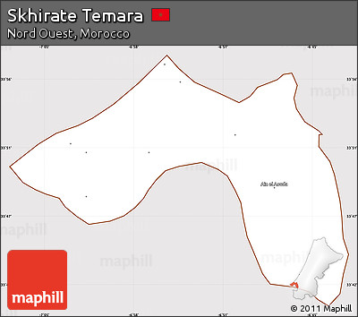 Classic Style Simple Map of Skhirate Temara, cropped outside