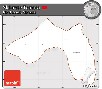 Classic Style Simple Map of Skhirate Temara, cropped outside
