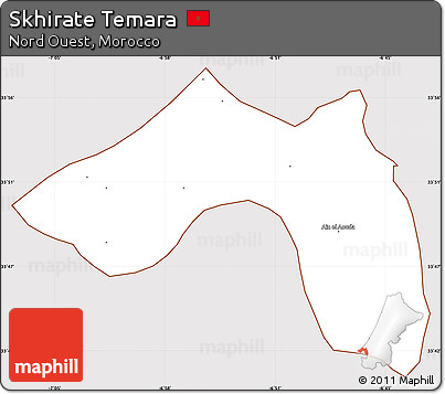 Classic Style Simple Map of Skhirate Temara, cropped outside