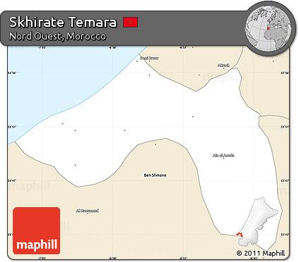 Classic Style Simple Map of Skhirate Temara