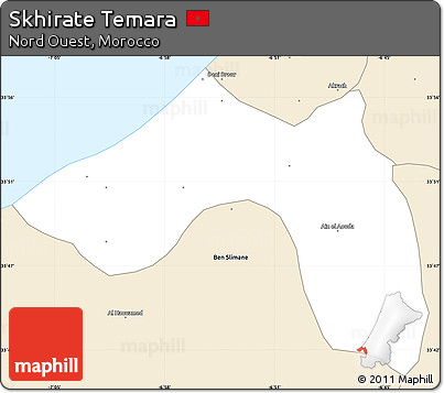 Classic Style Simple Map of Skhirate Temara