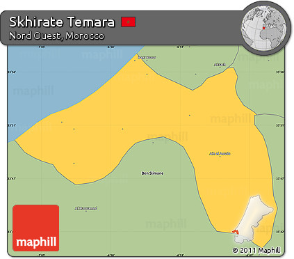 Savanna Style Simple Map of Skhirate Temara