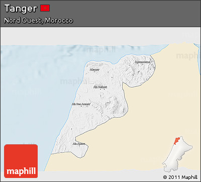 Classic Style 3D Map of Tanger, single color outside