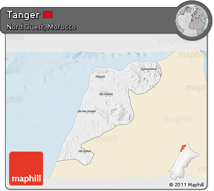 Classic Style 3D Map of Tanger, single color outside