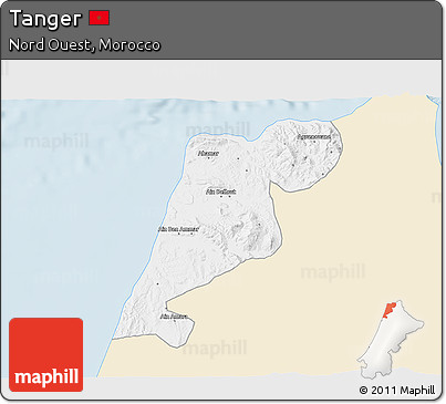 Classic Style 3D Map of Tanger, single color outside