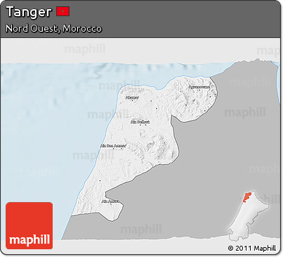 Gray 3D Map of Tanger, single color outside