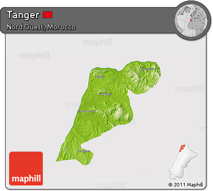 Physical 3D Map of Tanger, cropped outside