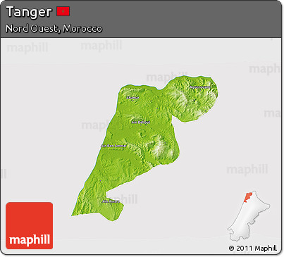 Physical 3D Map of Tanger, cropped outside