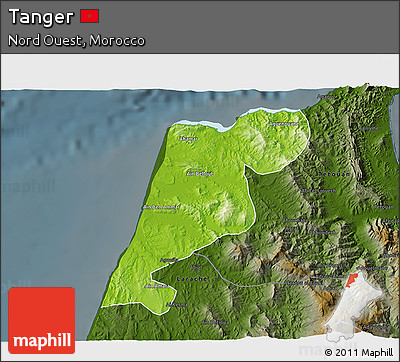 Physical 3D Map of Tanger, darken