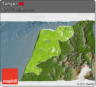 Physical 3D Map of Tanger, darken
