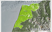 Physical 3D Map of Tanger, darken, semi-desaturated
