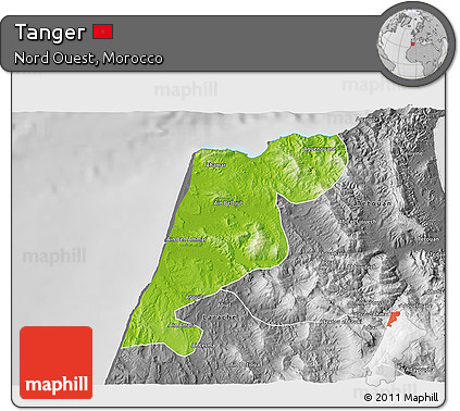 Physical 3D Map of Tanger, desaturated