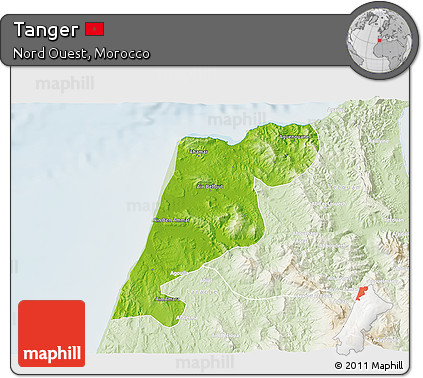 Physical 3D Map of Tanger, lighten